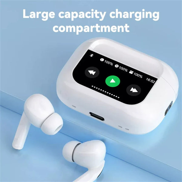 Smart Wireless Earbuds with Interactive Display Case