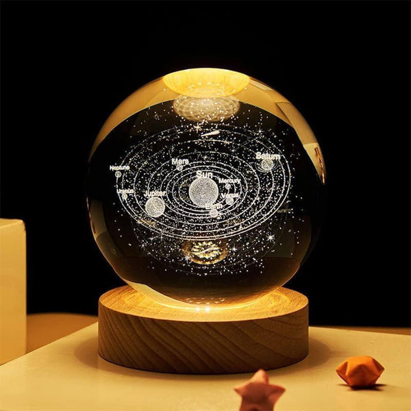 3d Galaxy Space Crystal Ball Night Light With Stand.