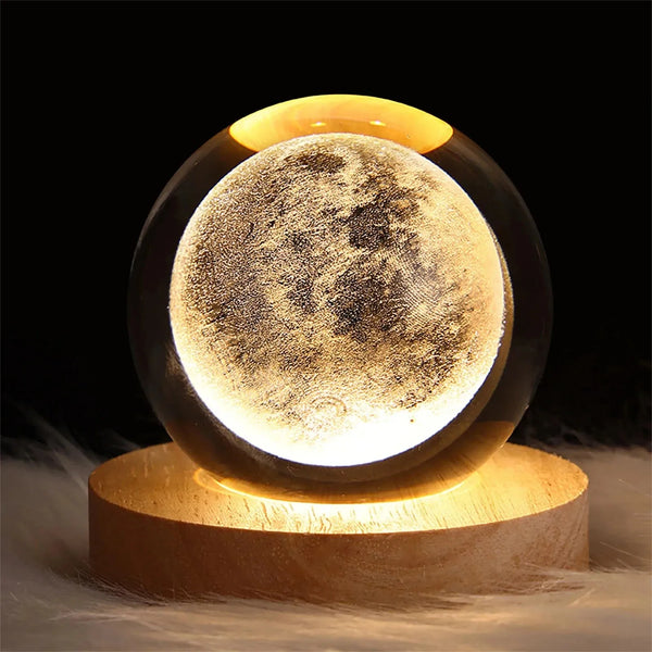 3d Galaxy Space Crystal Ball Night Light With Stand.