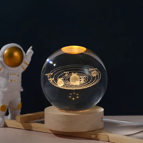 3d Galaxy Space Crystal Ball Night Light With Stand.