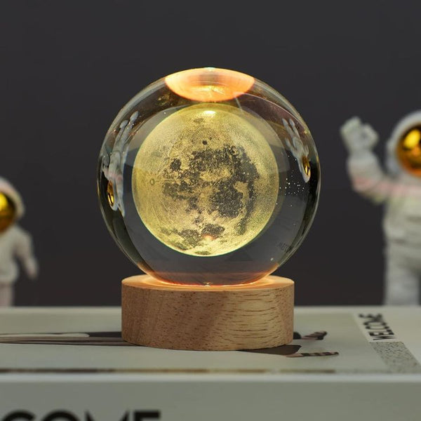3d Galaxy Space Crystal Ball Night Light With Stand.