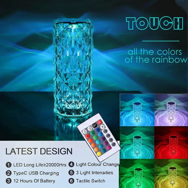 Crystal  RGB 16 Colour Touch Lamp